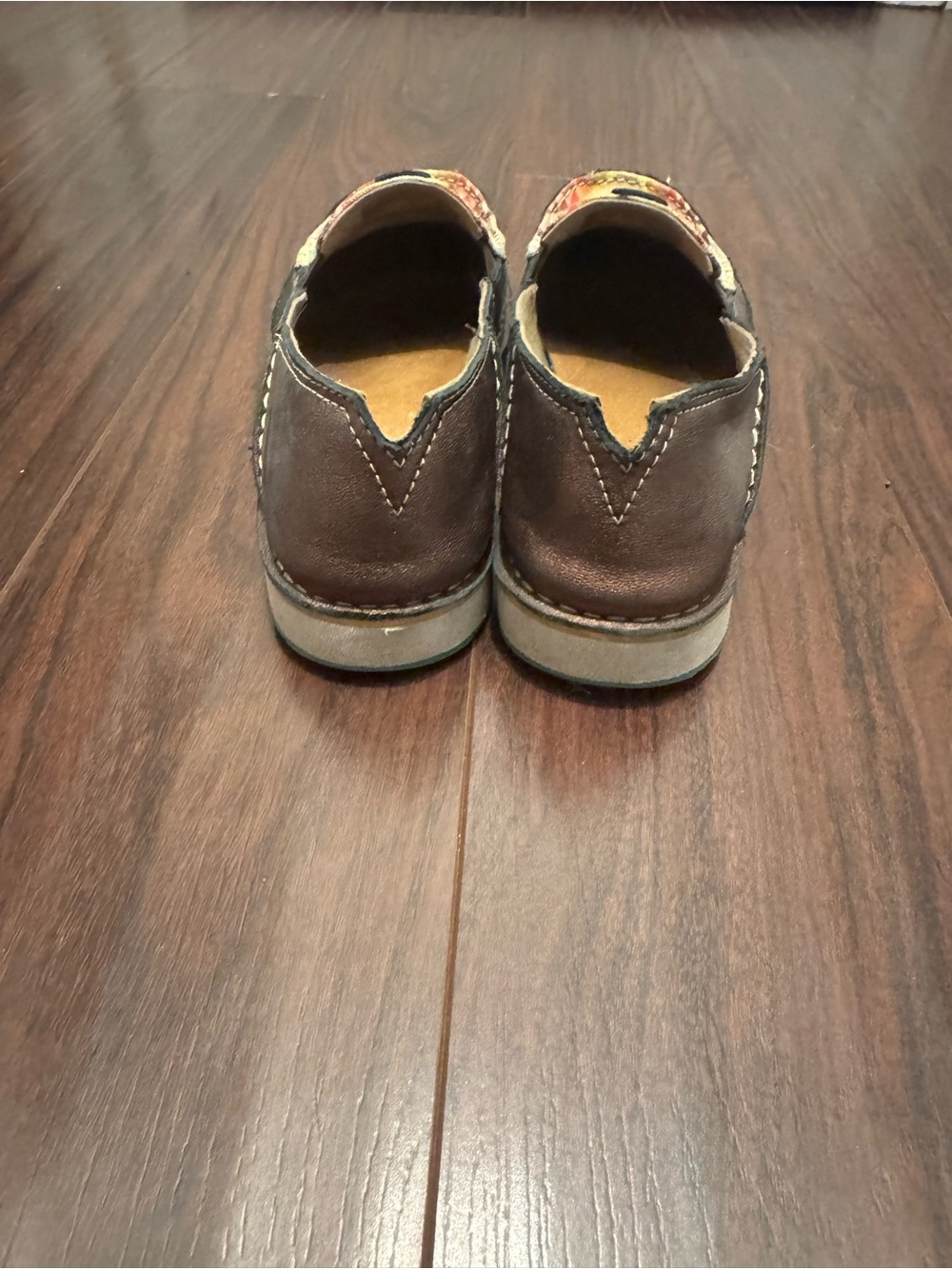 Ariat Moccasins in Turquoise, Red, Yellow & Brown Aztec Pattern - Picture 4 of 5